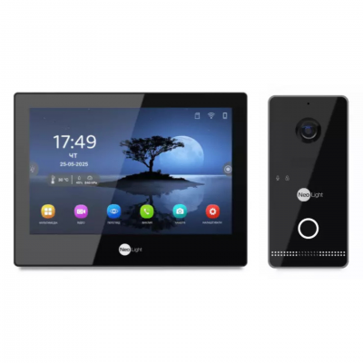 Комплект Neolight ALPHA Hybrid IPWO KIT B/Black: гибридный видеодомофон 8" с Wi-Fi и 2 Мп IP видеопанель с Wi-Fi